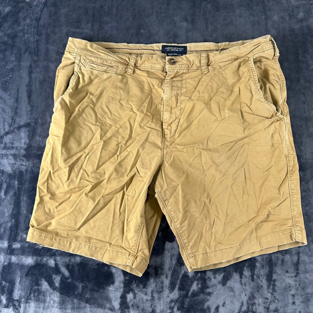 American Eagle Chino Shorts Mens 38 Tan Slim Fit Ne(x)t Level Flex Khaki